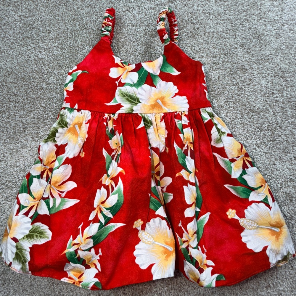 Red Floral Sundress for Girls - Tropical Print